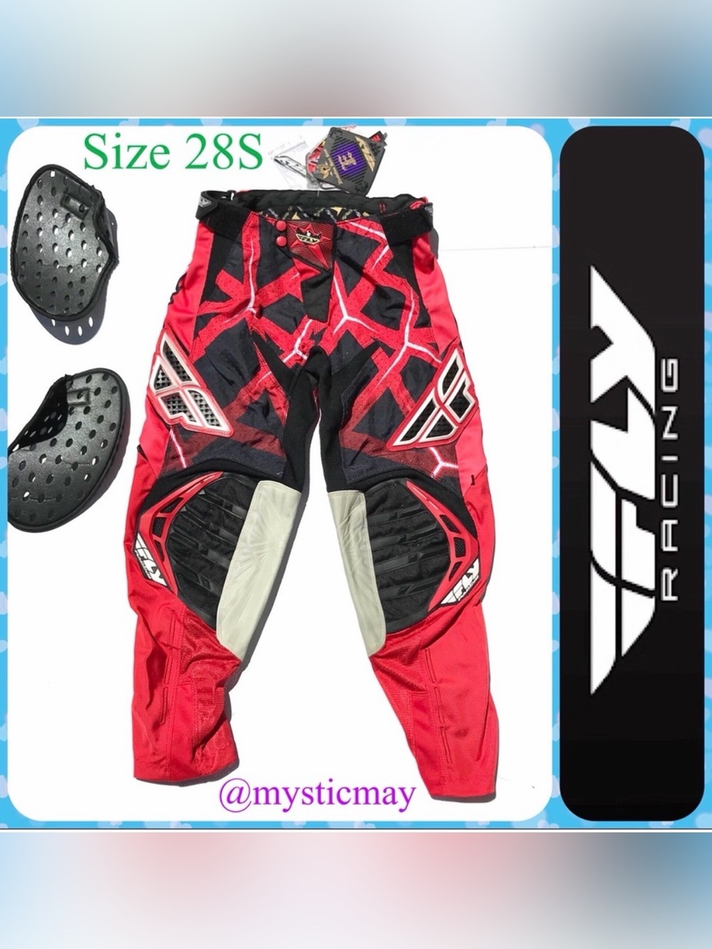 New FLY RACING Red Black Motocross Pants Motor Sports Gear Unisex Size 28 S
